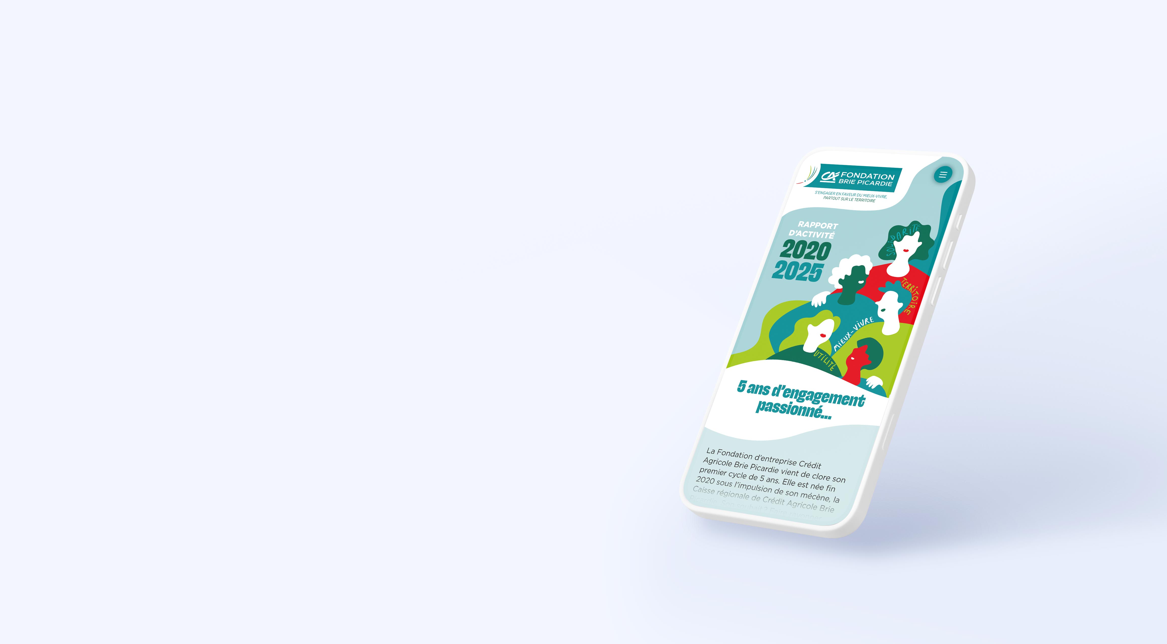 Rapport de la Fondation Crédit Agricole Brie Picardie en version Mobile First sur smartphone